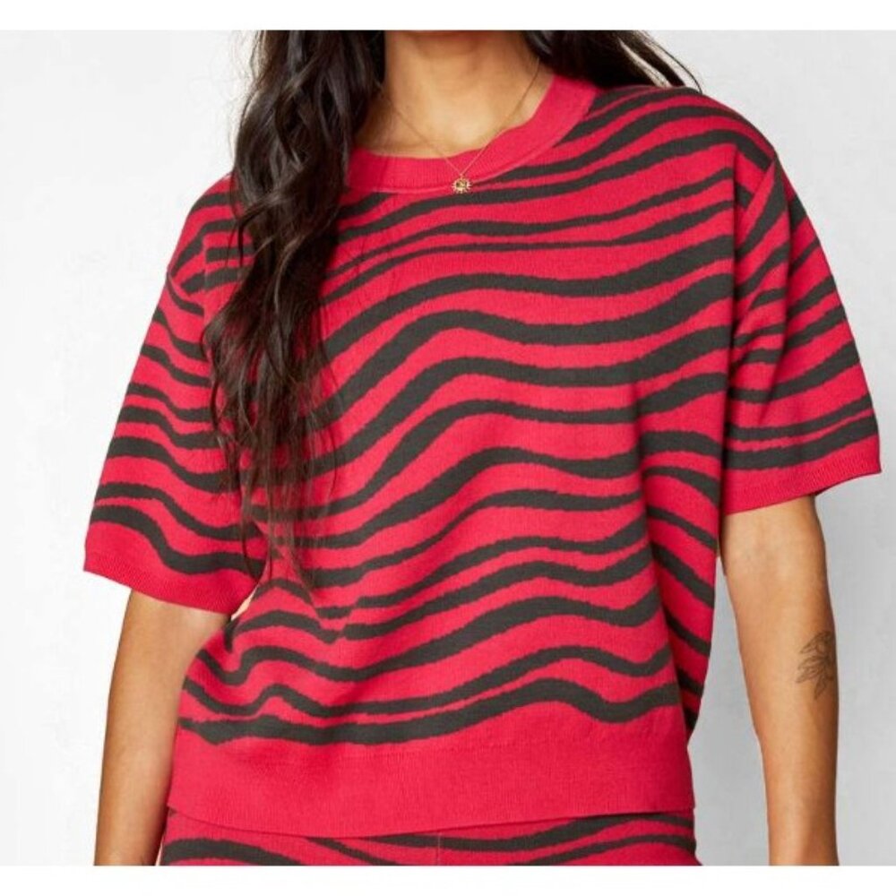 Back Beat Co Tidal Knit Tee Organic Cotton Pullover Women Size XL Oversize USA